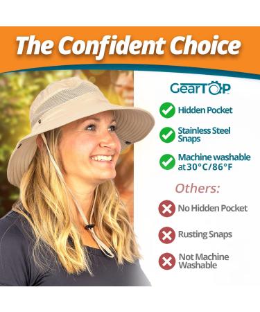 GearTOP Wide Brim Sun Hat for Men and Women - UV Protection Fishing & Hiking Hat - UPF 50+ Beach Hat in Beige - Buy Online on GoSupps.com