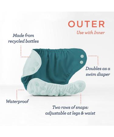Esembly Cloth Diaper Bundle - 3 Organic Inners + 1 Waterproof Cover For Babies 18-35lbs