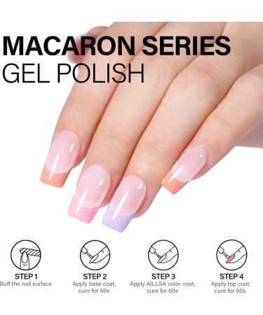 AILLSA Pastel Pink Gel Nail Polish Set Lavender Purple Lilac Orange Macaron Gel Polish with Base and Top Coat Long Lasting All Season Color Soak Off U V L ED Manicure Art Salon DIY at Home 7Pcs 8ML Pink Macaron - Buy Online on GoSupps.com