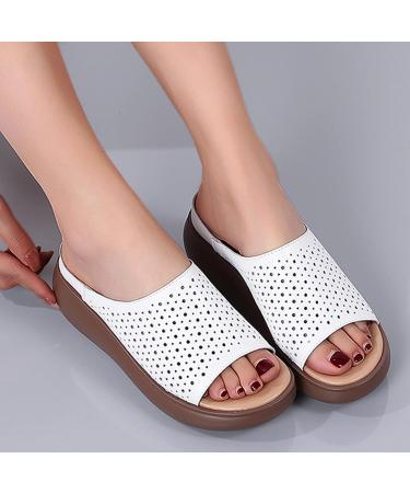 HSYHKDSY White Wedge Heel Plateaus Sandals for Women - Elegant Summer Shoes Glittering & Comfortable Vacation Footwear S51122 - Buy Online on GoSupps.com