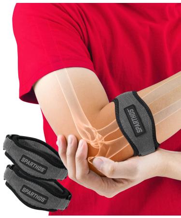 Sparthos Tennis Elbow Brace (Pack of 2) - For Tendonitis, Forearm Pain, Golf Elbow Support - Arm Strap Band with Gel Compression Pad - for Men and Women Narrow (Pack of 2)
