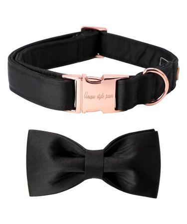 Unique Style Paws dog collar black satin dog collar with loop which fly adjustable pet collar gift for female or male X-Small Dogs XS black-CB