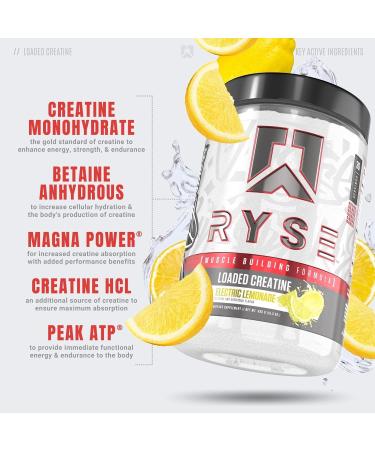RYSE Up Supplements Element Series Loaded Creatine | Muscle Building Formula with 3 Creatine Forms Electrolytes Betaine & Peak ATP | 30 Servings Electric Lemonade - Buy Online on GoSupps.com