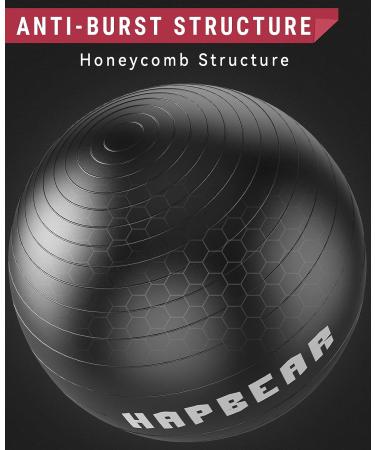 HAPBEAR Exercise Ball - Large Yoga Ball for Stability Work Out and Pregnancy - Anti-Burst Swiss Balance Fitness Ball with Quick Pump - Black - L (23-26inch / 58-65cm) - Buy Online on GoSupps.com