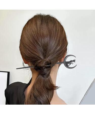 Pins - Fashionable Fine Hair Hair Styling Pins | Hair Clips Hair Grips Stylish Hair Accessories Cat Moon Fashionable Girls Hair Forks Hair Ponytail Holders Hair Pin for Travel Daily Life - Buy Online on GoSupps.com