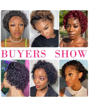 Blonde Pixie Cut Lace Front Wig | Short Curly Human Hair | Pre-Plucked T30 Ombre Brown Highlights - Buy Online on GoSupps.com
