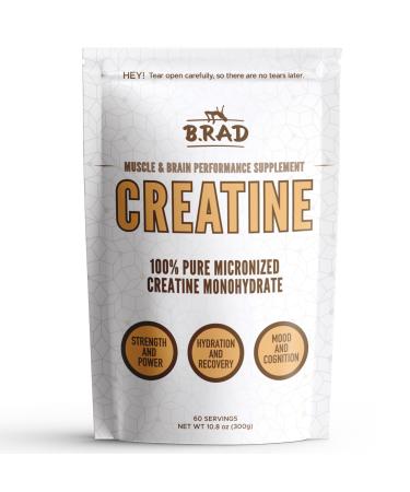 B.rad Micronized 100% Creatine Monohydrate Powder Unflavored | Muscle Strength & Recovery | Brain Health | #1 Performance Supplement | 10.8 Ounces 30 Servings 300 Gram