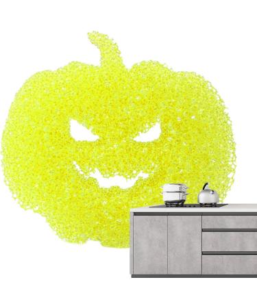 Kitchen Cleaning Sponge - Halloween Pumpkin Shape Scrub Sponge Cleaner | Absorbent Non-Scratch Dish Sponge for Dishes Pots Pans | Multipurpose Kitchen Accessories for Effective Cleaning All at Once Yellow - Buy Online on GoSupps.com