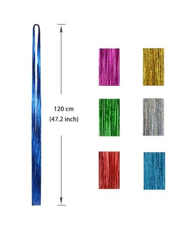 Hair Tinsel Strands Kit - 2400 Glitter Hairpieces in 12 Colors | 47 Inch Hair Extension Tools for Parties & Events - Buy Online on GoSupps.com