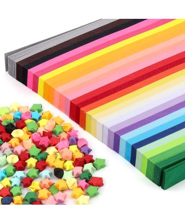 1030 Sheets Star Origami Paper 27 Assortment Color Star Paper Strip Double Sided Origami Stars Paper Solid Color Lucky Star Decoration Paper Strips DIY Hand Art Crafts