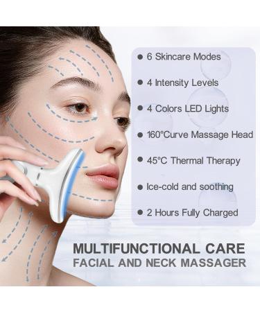 Youngfocus Face-Neck Massager - Vibration & Cooling Red Light Therapy for Anti-Aging & Skin Tightening - White - Buy Online on GoSupps.com