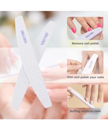 Professional Nail Files - 20 Pack 100/180 Grit Double-Sided Reusable for Gel & Natural Nails - Ideal for Salons & DIY Nail Art - Buy Online on GoSupps.com