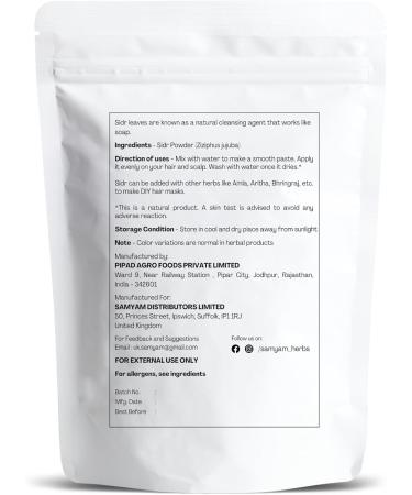 SAMYAM Poudre de Sidr/Jujube naturelle - Paquet de 1 kg | Nettoyant naturel pour cheveux et corps savon aux herbes 1Kg - Buy Online on GoSupps.com
