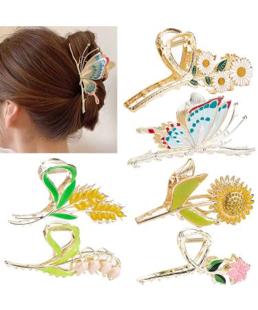 6 Pcs Flower Claw Clip Hair Accessories for Women & Girls - Strong Hold, Nonslip Metal Hair Clips in 6 Styles - Perfect for Long Thick or Thin Hair - Buy Online on GoSupps.com