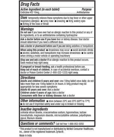 HealthA2Z All Day Allergy Relief Tablets 250ct - Cetirizine HCL 10mg - Compare to Zyrtec - Buy Online on GoSupps.com