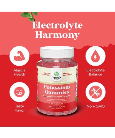 High Potency Potassium Gummies for Adults - Powerful Potassium Supplement Gummies for Optimal Health - Delicious Strawberry-Flavored 60 Vegan 60 Count (Pack of 1) - Buy Online on GoSupps.com