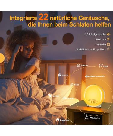 Buy Bluetooth Light Alarm Clock - Sunrise Sunset Simulation 17 Colors 22 Sounds Snooze FM Radio for Heavy Sleepers & Kids - International Shipping - Buy Online on GoSupps.com