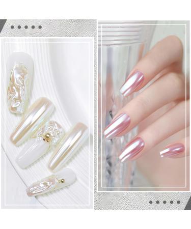 White Pearl Chrome Nail Powder - Aurora Ice Shimmer & Glitter for DIY Nail Art | 2PCs Mirror Effect Pigment - Buy Online on GoSupps.com