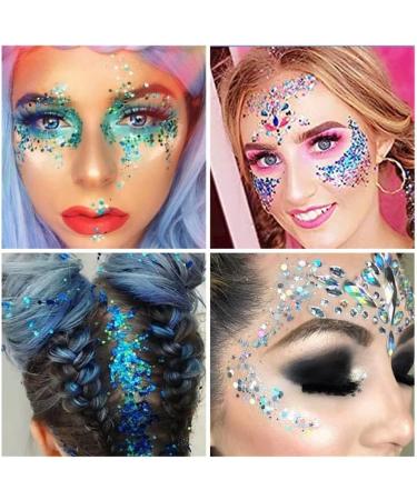 Mysense Blue Body Glitter Face Glitter Gel Holographic Chunky Glitter Sequins for DIY/Hair/Nails Music Festival Rave Accessories Blue Chunky Fine Glitter Sequin Makeup 50g - Buy Online on GoSupps.com