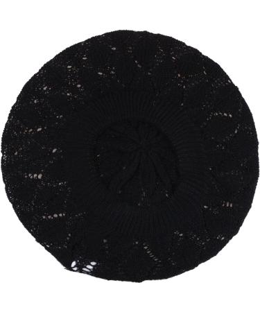 BYOS Parisian Chic Crochet Cutout Knit Beret Beanie Hat 2-pack in Leafy Beige & Black - Soft Lightweight Design - Buy Online on GoSupps.com