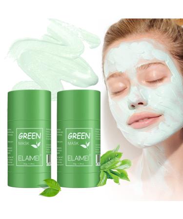 Green Tea Mask Stick 2PCS Deep Clean Pore Mask Green Tea Purifying Clay Stick Mask Purifying Clay Stick Mask for Face Moisturizer Oil Control blackhead Remover for All Skin Types