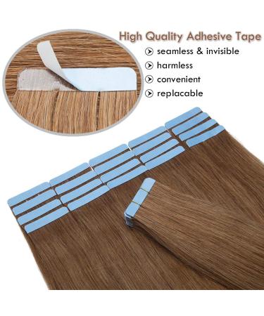 Elailite Invisible Tape Extensions - 20PCs Remy Real Human Hair 30cm 40g #06 Light Brown - Smooth Natural Look for Flawless Hair - Buy Online on GoSupps.com
