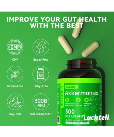 LuckTell Akkermansia Probiotic for Weight Loss GLP-1 & Support Gut Health for Men and Women, 300 Billion AFU Akkermansia Muciniphila - 30 Cupsules - Buy Online on GoSupps.com