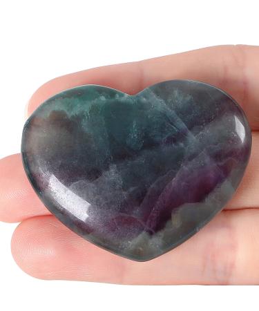 Xianvxi 45mm fluorite medicinal crystal stones big heart love crystal palm stone reiki crystal gemstone valine day gifts for you provide stones for fear to alleviate multiple fluorite - Buy Online on GoSupps.com