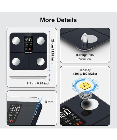 Healthkeep Smart Body Fat Scale with Large VA Display 15 Body Composition Metrics with Heart Rate Body Fat Smart Digital Bathroom Weighing Scale Compatible with iOS Android Max 400lb/180kg 28cm Marine Blue - Buy Online on GoSupps.com
