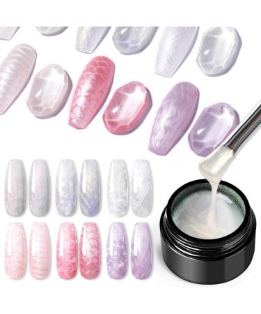 TBeautfave Pearl Gel Nail Polish Shell Thread Gel Nail Polish Pearl White Pearlescent Shimmer Nail Varnish Soak off UV/LED Nail Gel Swirl Thread DIY Nail Art Christmas Nails PearlWhite - Buy Online on GoSupps.com