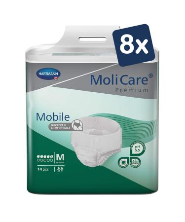 Molicare Premium Mobile disposable pants: discrete use in incontinence for women and men 5 drops size.M (80-120 cm hip circumference) 8x14 pieces m (112 pieces)