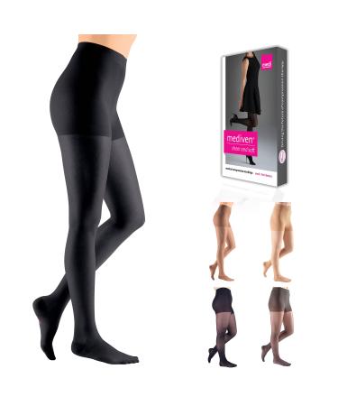 mediven sheer & soft for Women, 15-20 mmHg Panty Closed Toe Compression Stockings, Ebony, III-Standard Ebony III