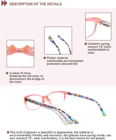 HEEYYOK Stylish Women s Reading Glasses - Multicolor +2.00 Clear Lens with Spring Hinges & Bag - Comfortable & Chic Readers - Buy Online on GoSupps.com