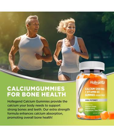 HOLLEGEND Calcium 1200 mg with Vitamin D3 Gummies Calcium Citrate Chewables with Magnesium Zinc Vitamin K2 Boron Bone Health Sugar Free 60 Count - Buy Online on GoSupps.com