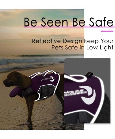 ThinkPet Large Reflective Dog Life Jacket with Rescue Handle - Adjustable and High Buoyancy Purple Vest - Buy Online on GoSupps.com