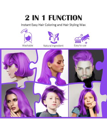 Purple Temporary Hair Color Wax | Instant Hairstyle Cream for Girls & Women | Pomades for Party Cosplay & Halloween | Disposable Coloring Mud 4.23 oz - Buy Online on GoSupps.com
