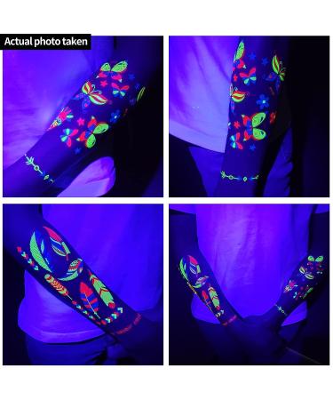Glow in The Dark Temporary Tattoos - 160+ Styles | Adult Fluorescent UV Neon Body & Face Fake Waterproof Stickers | Rave Festival & Party Supplies - Buy Online on GoSupps.com
