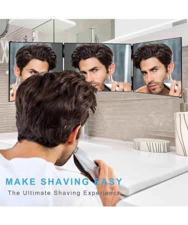 Feisate 3 Way Barber Mirror for Hair Cutting - Height Adjustable, Black - Buy Online on GoSupps.com