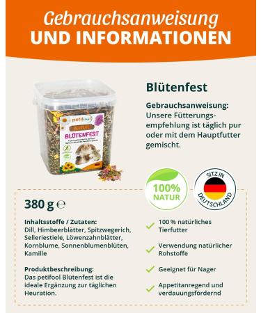 Petifool Flower Festival 380g - Natural Supplementary Food for Rodents | 100% Species-Appropriate Feed for Rabbits Guinea Pigs Hamsters & More - Buy Online on GoSupps.com