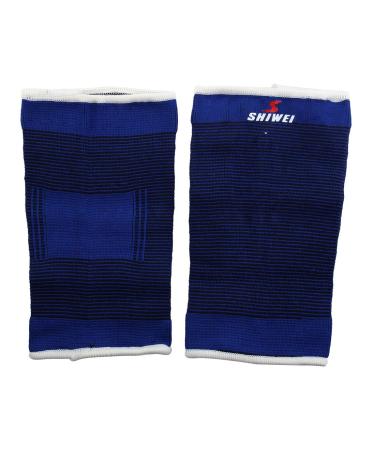 Ruilogod Sports Stripe Calf Leg Sleeves Support Elastic Protector 2 PCs Black Blue