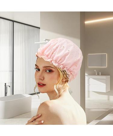 Adjustable Extra Large Double Waterproof Layers Shower Cap for Women - Star-Black - Buy Online on GoSupps.com