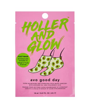Holler and Glow Avo Good Day Moisturising Printed Foot Masks