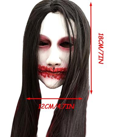 Long Hair Ghost Horror Devil Mask Halloween Mask Scary Challenge Games Evil Costume Halloween Cosplay Party Decoration Props - Buy Online on GoSupps.com