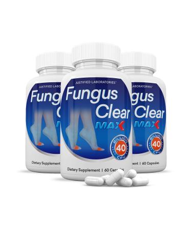 Justified Laboratories (3 Pack) Fungus Clear Max Pills 40 Billion CFU Probiotic 180 Capsules 60 Count (Pack of 3)