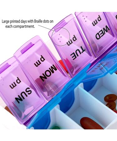 14 Compartments Pill Organizer Box - Weekly AM PM Medication Storage for 7 Days Twice a Day Dose Case - Buy Online on GoSupps.com