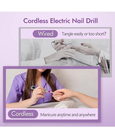 Professional Cordless Electric Nail Drill Kit | Efile for Acrylic & Gel Nails | Manicure Pedicure Tools | Home Salon Use - Gray - Buy Online on GoSupps.com