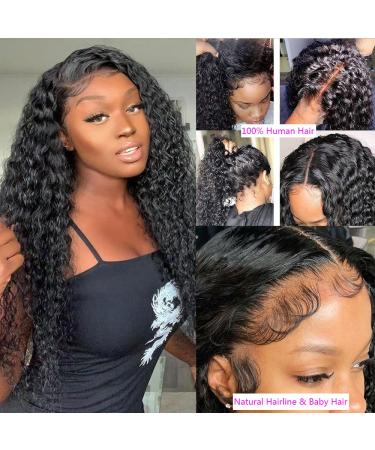 Momaksa Water Wave Brazilian Human Hair Lace Front Wig 22 Inch - 150% Density Natural Black Color - Pre Plucked HD Transparent Lace Frontal Wig for Women - Buy Online on GoSupps.com