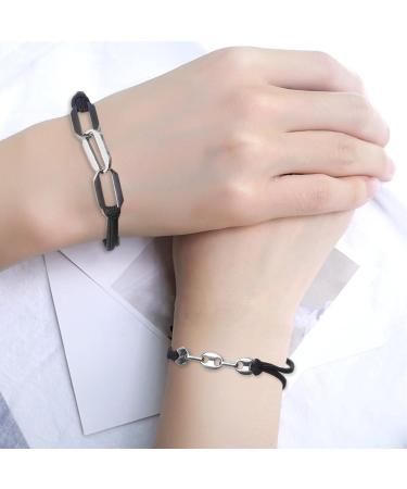 Eco-Fused 3x Bracelet Hair Ties - Elastic Decorative Jewelry Ponytails - Fashionable Wear on Wrist Ties - For Men Women Girls Teens (Black with Silver Metal Chain) - Buy Online on GoSupps.com