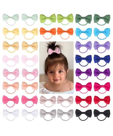 Baby Hair Ties with Bows for Toddler - 2 Inch Elastic Ponytail Holders Small Hair Ties For Baby Girls Infants Hair Accessories 40 Pieces hair tie 40p -a