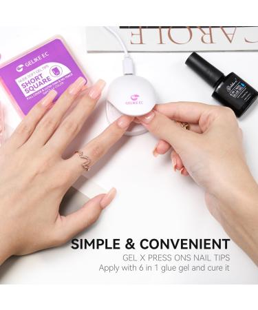 Colored Gel Square Nail Tips - 96Pcs Nude and Pink Short Length Gelike EC 4 in 1 X-coat Tips | Soft Gel Nail Extensions - Buy Online on GoSupps.com